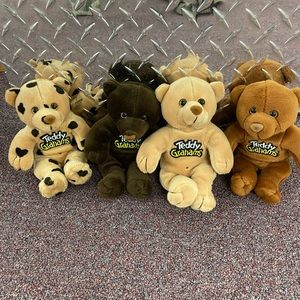 Teddy Grahams Bears ~ Advertising Promotional Beanie Bear Plush ~ LOT of 4 ~ EUC